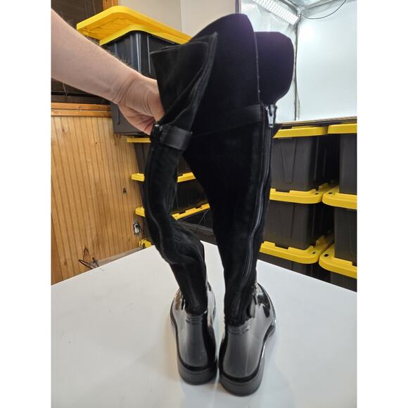 Vintage Nine West Black Knee High Boots Women's Size 6 Suede & Leather Boot - Picture 5 of 11